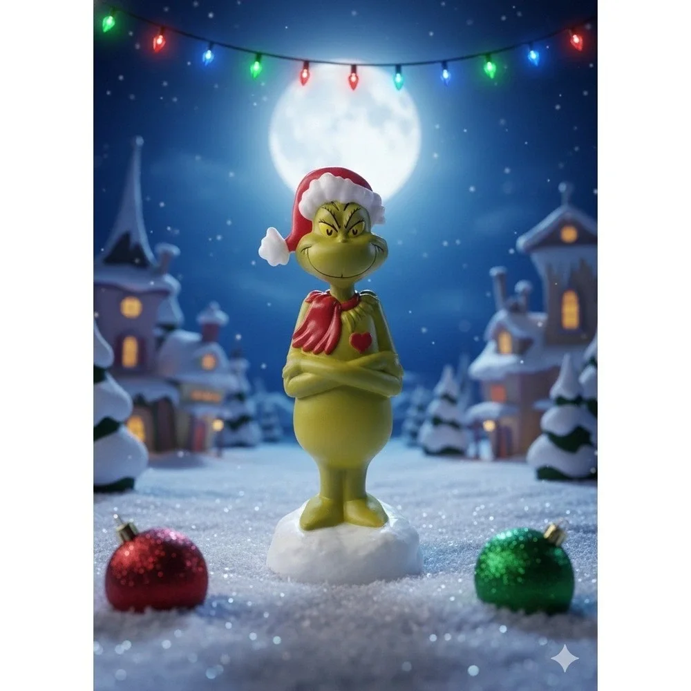 Grinch Christmas Blow Mold 14 inch Light Up Decor Holiday Decoration Heart Scarf